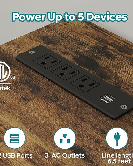 Bestier 52 Gaming Desk with Power Outlet & USB Ports,Reversible Small L Shaped Computer Desk with LED Strip & Headset Hooks,Corner Desk for Small Home Office Spaces,Bedroom Rustic - LeafyLoom