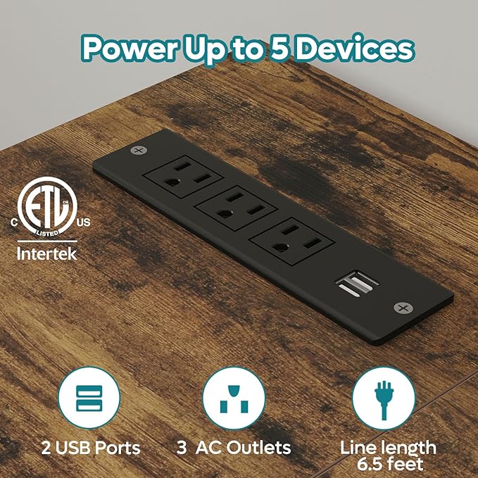 Bestier 52 Gaming Desk with Power Outlet & USB Ports,Reversible Small L Shaped Computer Desk with LED Strip & Headset Hooks,Corner Desk for Small Home Office Spaces,Bedroom Rustic - LeafyLoom