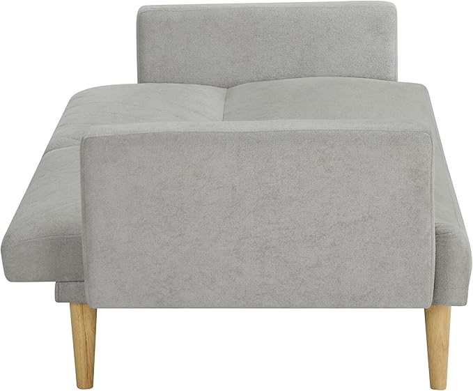 Folding Futon Sofa Tapered Wood Legs,Modern Space Saving Couch,Easily Converts to Single Bed,Easy Assembly,Multi-Functional Loveseat Ideal for Small Home Living Room,Grey, 76" - LeafyLoom