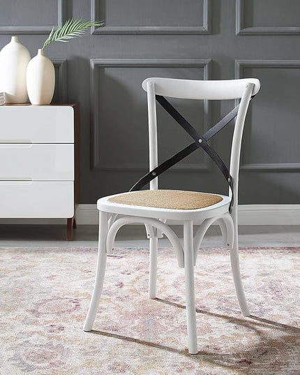 Modway Gear Side, Dining Chair, White Black - LeafyLoom