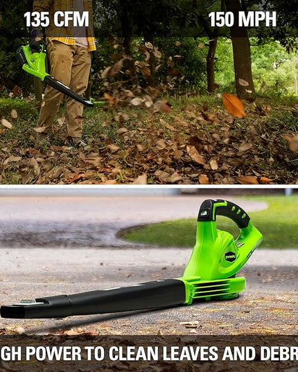 Greenworks 40V (150 MPH / 130 CFM) Cordless Leaf Blower, 4.0Ah Battery and Charger Included - LeafyLoom