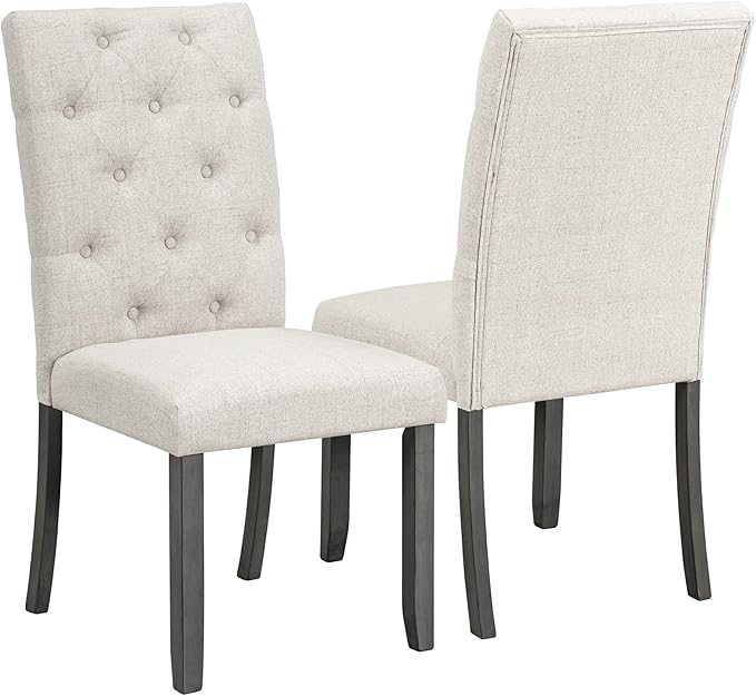 6-Piece Farmhouse Dining Table Set Wood Rectangular Tabletop, 4 Tufted Upholstered Chairs and Bench, for Dinette Room and Kitchen, Gray, 72" L x 42" W x 30" H - LeafyLoom