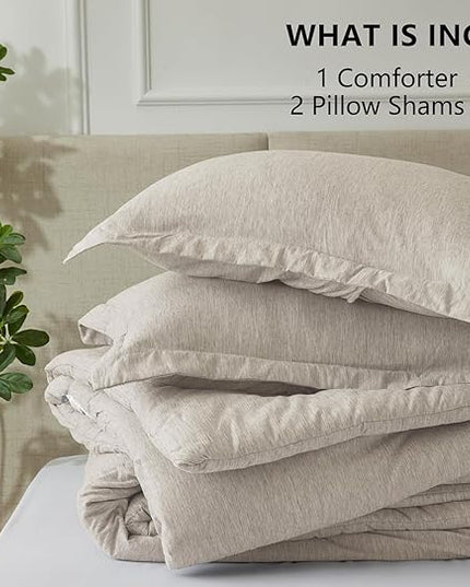 CozyLux Full Size Comforter Set - 3 Pieces Beige Soft Luxury Cationic Dyeing Bedding Comforter for All Season, Breathable Lightweight Fluffy Boho Bed Sets with 1 Comforter and 2 Pillow Shams - LeafyLoom
