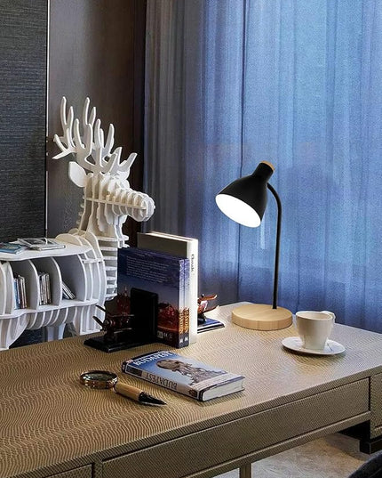Desk Lamp Eye-Caring Table Lamps, Gooseneck Reading Desk Lamps Light, Portable Reading Book Light, Clamp Light, Study Desk Lamps for Bedroom and Office Home Lighting (Black-01) - LeafyLoom