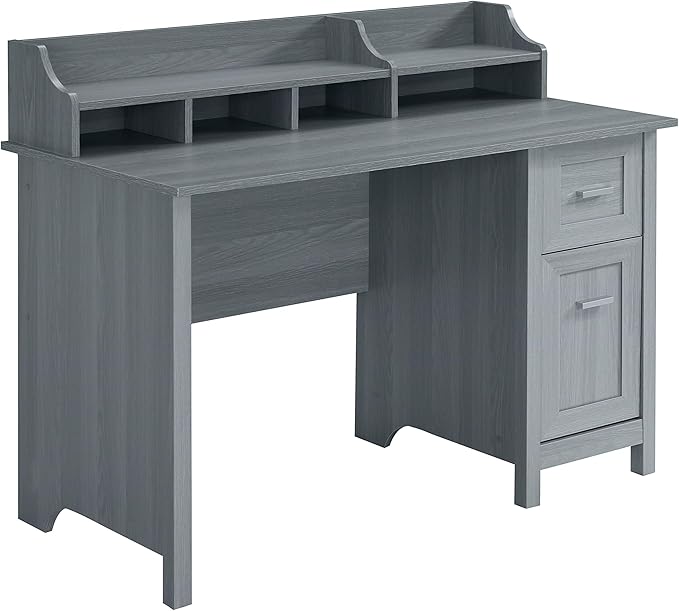Techni Mobili Classic Office Storage Writing Desk, Grey - LeafyLoom