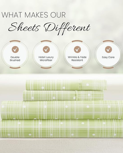 Linen Market 3 Piece Twin Bedding Sheet Set (Moss Polka) - Sleep Better Than Ever with These Ultra-Soft & Cooling Bed Sheets for Your Twin Size Bed - Deep Pocket Fits 16" Mattress - LeafyLoom