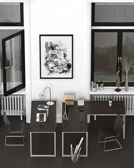 SHW Home Office 55-Inch Computer Desk, 24" Deep, Espresso - LeafyLoom