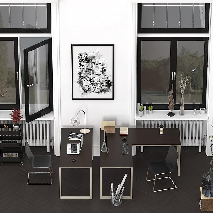 SHW Home Office 55-Inch Computer Desk, 24" Deep, Espresso - LeafyLoom