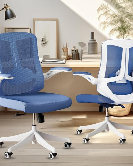 Office Chair with 350LBS Capacity, Ergonomic Comfort Home Desk Chair, Mid Back Gaming Chair with Wheels, Adjustable Height, Lumbar Support, Flip-up Armrest - LeafyLoom