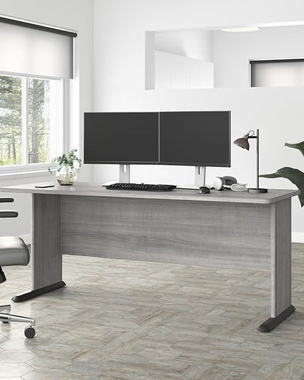 Bush Business Furniture Studio A 72W Computer Desk in Platinum Gray, 6 Foot Gaming and Work Table for Home or Professional Office - LeafyLoom