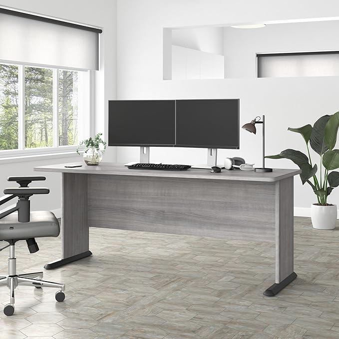 Bush Business Furniture Studio A 72W Computer Desk in Platinum Gray, 6 Foot Gaming and Work Table for Home or Professional Office - LeafyLoom