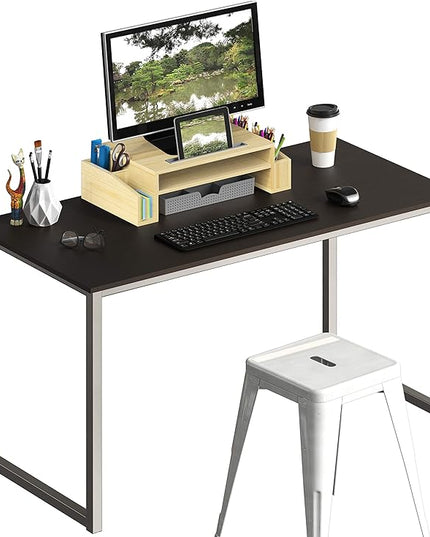 SHW Home Office 48-Inch Computer Desk, Silver/Espresso - LeafyLoom