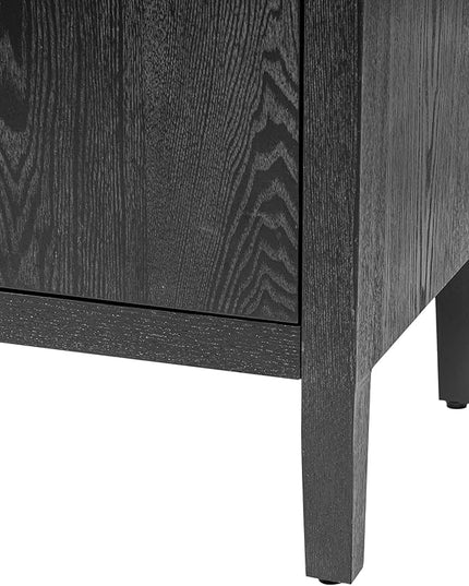 Merax Wood Sideboard Buffet Cabinet with Storage, 4 Door Farmhouse Cupboard w/Adjustable Shelves, Console Table for Kitchen, Dining/Living Room, Black - LeafyLoom
