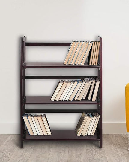 Casual Home 3 Shelf Folding Stackable Bookcase, 27.5" Wide, Espresso - LeafyLoom