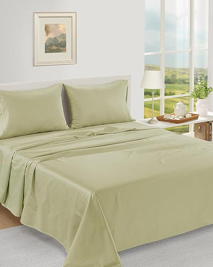 LANE LINEN Luxury 100% Egyptian Cotton Bed Sheets - 1000 Thread Count 4-Piece Full Set Bedding Sateen Weave 16" Deep Pocket (Fits Upto 17" Mattress) Sea Foam - LeafyLoom