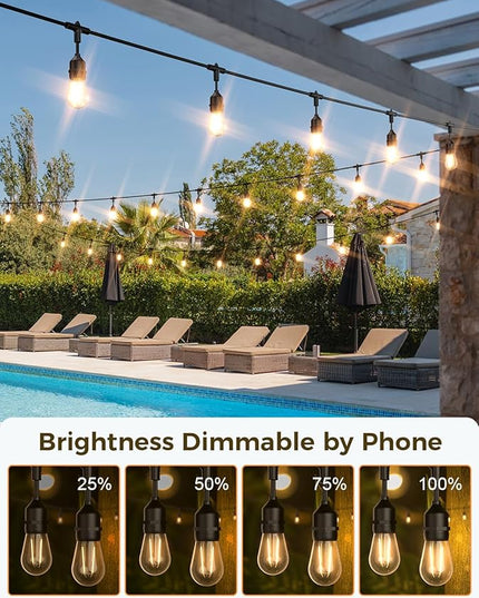 XMCOSY+ Smart Outdoor String Lights, 72.5 Ft Patio Lights with 22 Edison Shatterproof Bulbs, APP & WiFi Control Dimmable Outdoor Light, Work with Alexa, IP65 Waterproof LED String Light for Outside XMcosy