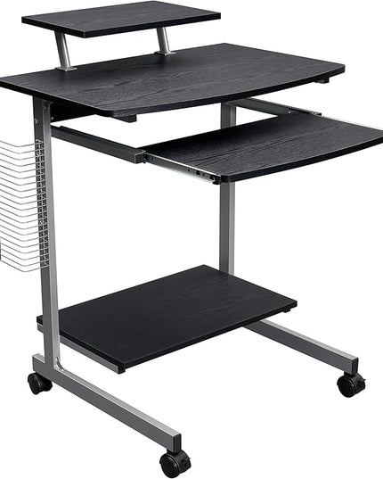 Techni Mobili Compact Computer Cart with Storage, Espresso - LeafyLoom