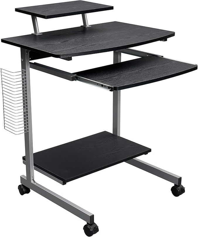 Techni Mobili Compact Computer Cart with Storage, Espresso - LeafyLoom