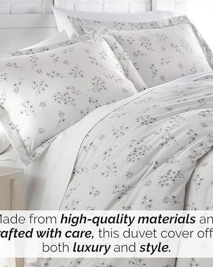 Southshore Fine Living, Inc. 3-Piece Full/Queen Comforter Set, Down Alternative All-Season Floral Comforter with Matching Shams, Soft Flowered Bedspread, Full or Queen Bedding, Sweet Florals Grey - LeafyLoom