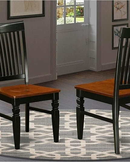 East West Furniture WEC-BCH-W Weston Dining Chairs - Slat Back Wooden Seat Chairs, Set of 2, Black & Cherry - LeafyLoom