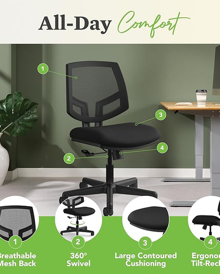 HON H5711 Volt Mesh Computer Chair for Office Desk, Task Chair, Black - LeafyLoom