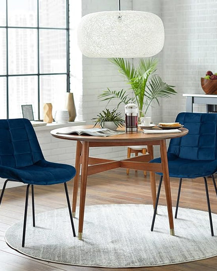 NicBex Velvet Dining Chairs, Upholstered Reception Chairs, Tufted Accent Chair with Metal Legs for Home Kitchen, Living Room, Set of 2, Blue - LeafyLoom