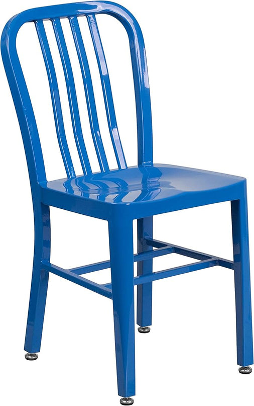 Flash Furniture Gael Commercial Grade 2 Pack Blue Metal Indoor-Outdoor Chair - LeafyLoom