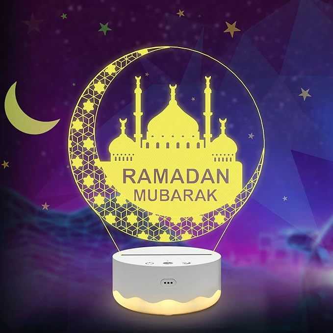Ramadan Mubarak Decorations for Home, Islam Eid Ramadan Light LED with Remote 16 Color Flashing, Ramadan Gifts for Home Bedroom Decor Believers Family Friends Muslims - LeafyLoom
