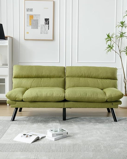 70.08" Modern Upholstered 2 Seaters Soft with Metal Feet,Accent Deep Seat Loveseat Double Sofas Couch w/Convertible Bed,for Dorm,Apartment,Studio,Office,Green - LeafyLoom