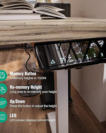 Monomi Height Adjustable Electric Standing Desk, 55 x 28 Inches Stand up Desk, Sit Stand Home Office Computer Desk, Maple - LeafyLoom
