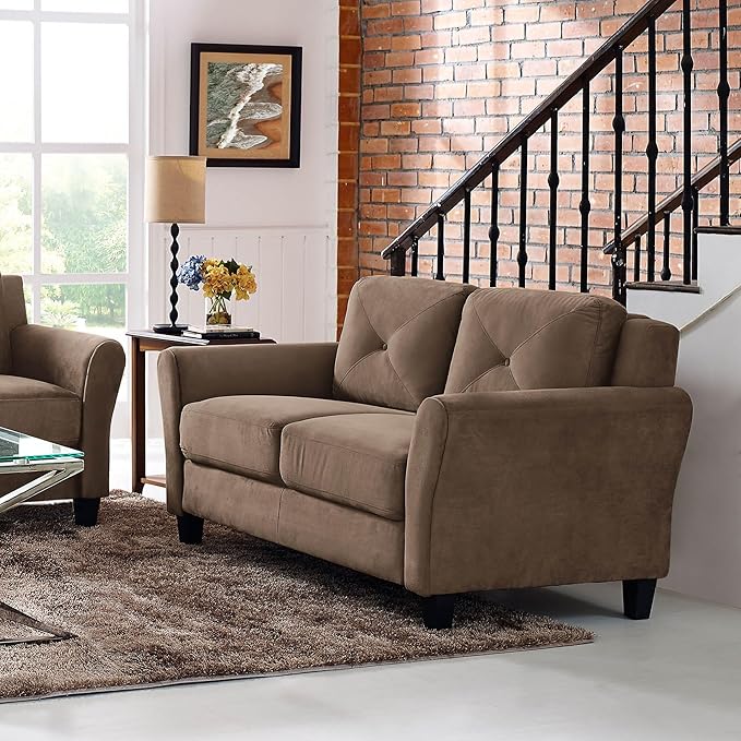 Lifestyle Solutions Harrington Loveseat Microfiber Brown - LeafyLoom