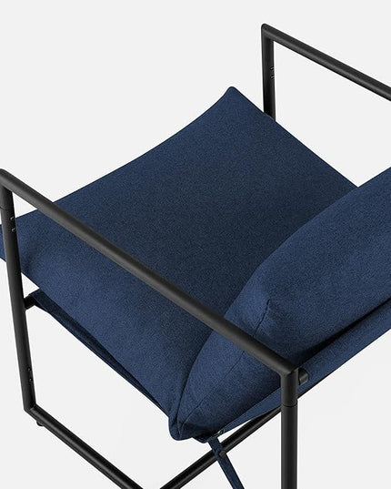 ZINUS Aidan Sling Accent Chair / Metal Framed Armchair with Shredded Foam Cushioning, Navy - LeafyLoom