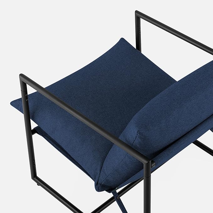 ZINUS Aidan Sling Accent Chair / Metal Framed Armchair with Shredded Foam Cushioning, Navy - LeafyLoom