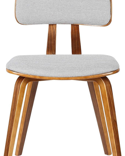 Armen Living Jaguar Mid Century Modern Dining Accent Chair for Kitchen Table Desk Vanity in Grey Fabric and Walnut Wood Finish - LeafyLoom