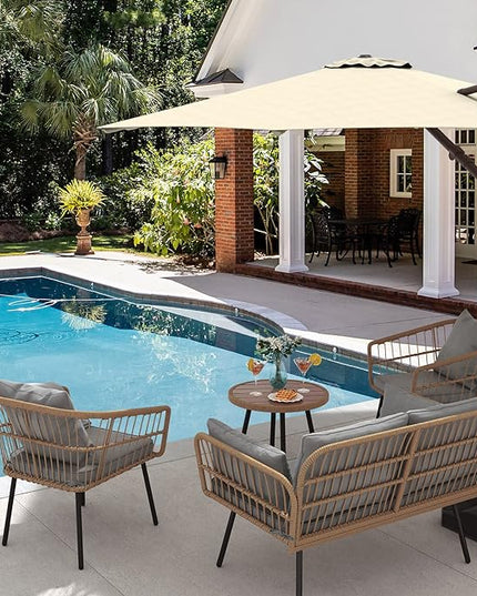 YITAHOME 4 Pieces Patio Furniture Set, Wicker Balcony Bistro Set, Outdoor All-Weather Rattan Conversation Set with Loveseat Chairs Table Soft Cushions for Backyard, Pool, Deck, Garden - Grey - LeafyLoom