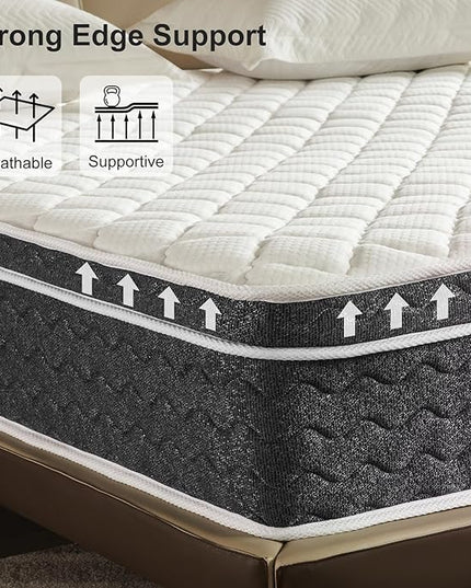 Full Size Mattress 12 Inch Hybrid Mattress Full in a Box with Memory Foam - Individually Wrapped Pocket Coils Spring, Edge Support Pressure Relief, CertiPUR-US Certified(Medium Firm) - LeafyLoom