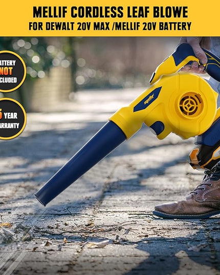 Mellif Leaf Blower for Dewalt 20V MAX Battery(No Battery), Rotatable Brushless Blower/Cordless Vacuum Cleaner/Air Pump for Inflatables, 6 Variable Speed, 180° Adjustable Blower Tube, for Lawn/Yard - LeafyLoom