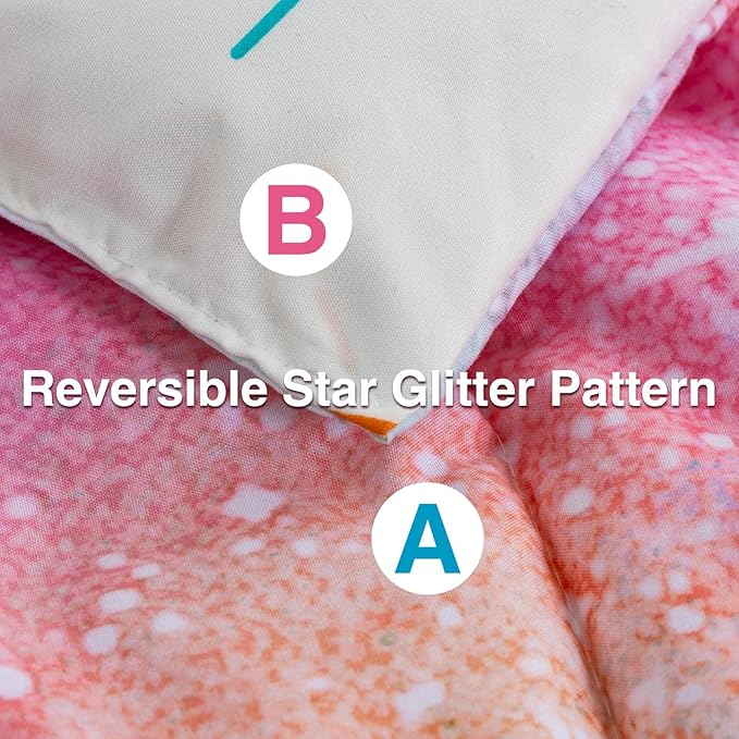 A Nice Night Galaxy Bedding Sets Outer Space Comforter 3D Printed Space Quilt Set Queen Size Glitter Pink Green Color,for Children Boy Girl Teen Kids - LeafyLoom