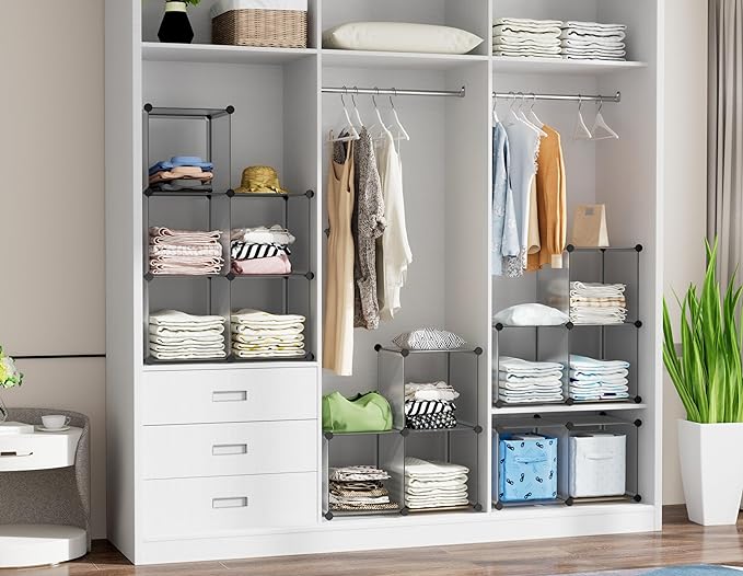 HOMIDEC 20-Cube Storage Organizer, Closet Organizer Storage Shelf Bookcase Bookshelf with Metal Hammer, Storage Cubes Organizer Cabinet for Kids, Closet, Bedroom, Bathroom - LeafyLoom