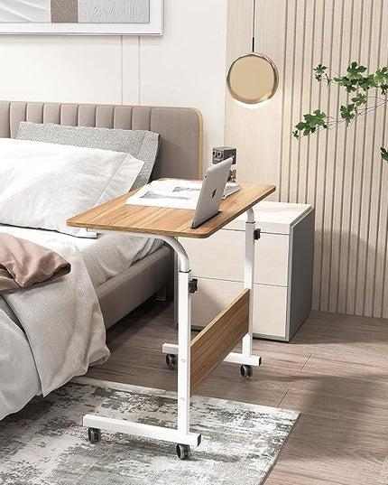 SogesGame 31.5 inches Side Table with Wheels,Snack Side Table with Castors Mobile End Table Easy to Assemble for Laptop,Oak,05#3-80OK-S8-US - LeafyLoom