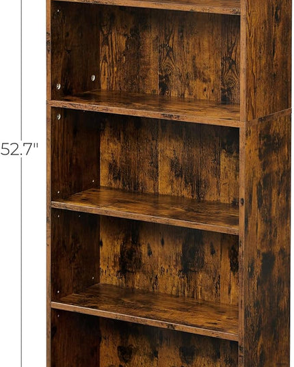 VASAGLE Bookshelf, 23.6 Inches Wide, 5-Tier Open Bookcase with Adjustable Storage Shelves, Floor Standing Unit, Rustic Brown ULBC165X01 - LeafyLoom