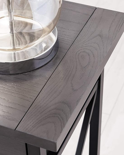 Leick Home 23022 Chisel & Forge One Drawer Nightstand with Shelf, Gray/Matte Black - LeafyLoom