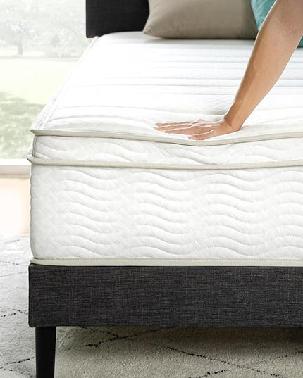 ZINUS 12 Inch Foam and Spring Hybrid Mattress [New Version], Queen, Fiberglass free, Medium Firmness, Durable Support, Certified Safe Foams & Fabric, Mattress in A Box - LeafyLoom