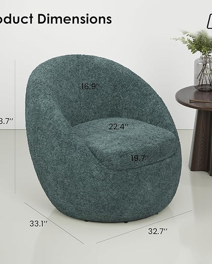 Farini Swivel Accent Chair,Swivel Barrel Chair, Comfy Oversized Round Accent Chair for Living Room Bedroom(Green) - LeafyLoom