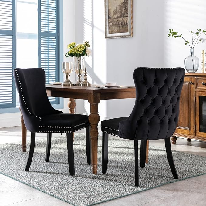 NicBex Haerin-SD-00117-LWJ Dining Chairs, 27.4"x20.4"x37.4", Black - LeafyLoom