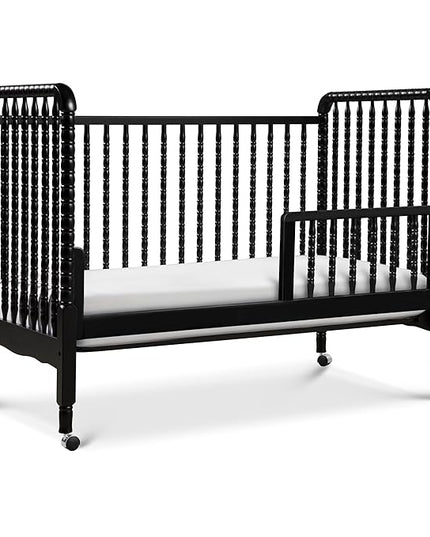 DaVinci Jenny Lind 3-in-1 Convertible Crib in Ebony, Removable Wheels, Greenguard Gold Certified - LeafyLoom