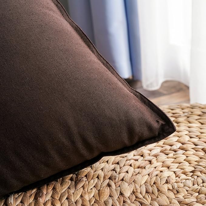 Jeanerlor Set of 2 Decorative Cotton Linen Chair Throw Pillow Case, Sofa Durable Classy, Comfortable Cushion Cover for Living Room Car 26"x26"(65 x 65cm), Brown - LeafyLoom