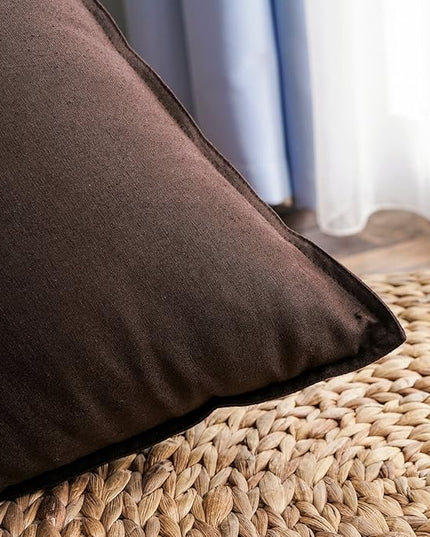 Jeanerlor Solid Cotton Linen Decoration Toss Throw Pillow Sham Cushion Case Special Pillow Cover Delicate Decorative Pillowcase for Bed/Chair/Couch, 18"x18"(45 x 45cm),2 Packs, Brown - LeafyLoom