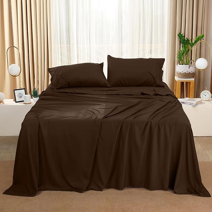 Utopia Bedding Full Bed Sheets Set - 4 Piece Bedding - Brushed Microfiber - Shrinkage and Fade Resistant - Easy Care (Full, Brown) - LeafyLoom