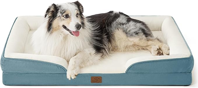 Bedsure Orthopedic Dog Bed for Extra Large Dogs - XL Washable Dog Sofa Beds Large, Supportive Foam Pet Couch Bed with Removable Washable Cover, Waterproof Lining and Nonskid Bottom, Blue BEDSURE